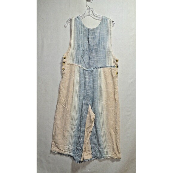 Free People Moab Neutral Jumpsuit Deep V Back Ankle Length Sz. Large - Picture 6 of 12